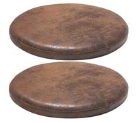 Leather Seat Pads for Round Chairs, 12/14/16/18 Inch Office Kitchen Dining Chair Cushions Pads, 1.8 Inch Thick Memory Foam Seat Cushions Waterproof and Removable Cover (E 35cm/14in(2 pack))