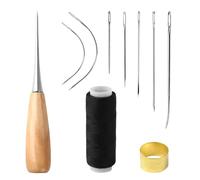 Leather Sewing Kit Leather Hand Stitching Tools Upholstery Hand Stitching Kit with Waxed Thread Needles Perforation Awl Thimble for Leather Repair DIY and Sewing