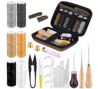 Leather Sewing Kit, Upholstery Repair Kit-27 Pcs Including Sewing Thread and Sewing Needles, Awl, and ThimbleSuitable for Beginners Kit Scissors in Leather Craftsmanship DIY Sewing