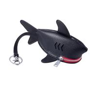Leather Shark Pouch - Compact Travel Storage, Internal Security Pocket, Reinforced Stitching, Lightweight Handheld Size | Fun Novelty Gift for Lovers Marine Biology Fans Birthday Occasion