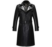 Leather Sheepskin Mens Leather Jacket Coats Windbreaker Plus Size 5Xl European Russia Male Leather Trench Coat black M