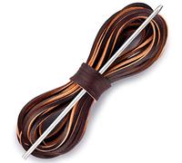 Leather Shoelace Boot Lace Boat Shoe Lacing Kit - 72 Inches Long 3.2 mm (1/8 Inch) Wide - 1 Needle and 2 Strips, Brown2, 72"