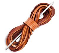 Leather Shoelace Boot Lace Boat Shoe Lacing Kit - 72 Inches Long 3.2mm (1/8") Wide - 1 Needle and 2 Strips, Tan, 72"_ 2 Strips