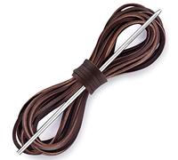 Leather Shoelace Boot Lace Boat Shoe Lacing Kit - 72 Inches Long 3.2mm (1/8") Wide - 1 Needle and 2 Strips, Brown Alum, 72"