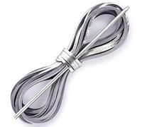 Leather Shoelace Boot Lace Boat Shoe Lacing Kit - 72 Inches Long 3.2mm (1/8") Wide - 1 Needle and 2 Strips, Silver Foil, 72"