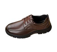 Leather Shoes for Men UK, Business Formal Leather Shoes Trendy Soft Bottom Casual Shoes Comfy Non-Slip Rubber Sole Unisex Footwear Fashion Lightweight Wear-Resistant Work Footwear Brown