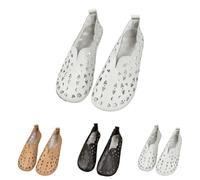 Leather Shoes for Women Comfortable Loafers Soft Flat Work Office Loafers Slip On Casual Comfort Slip On Hollow Out Hiking Shoes Non-Slip Ultralight Casual Shoes Summer Shoes, White, 9 UK