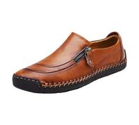 Leather Shoes Men Casual - Vegan Classic Handmade Casual Shoes Zipper Up Business Casual Comfortable formal Men's Leather Shoes Shoes Jack Men Moccasins Non-Slip Wide Fitting Low Top Work Footwear