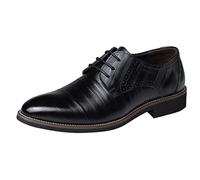 Leather Shoes Men,Men's Leather Oxford Shoes,Classical Slip On Low Rubber Sole Block Heel Work Classic Formal Comfortable Lace-Ups for Office Business Suit Black
