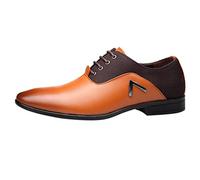 Leather Shoes Men,Men's Leather Oxford Shoes,Classical Slip On Low Rubber Sole Block Heel Work Comfortable Classic Smart Comfortable for Walking Suit Business Yellow
