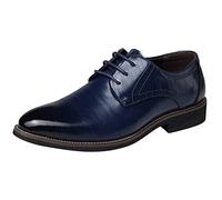 Leather Shoes Men,Men's Leather Oxford Shoes,Classical Slip On Low Rubber Sole Block Heel Work Smart Lightweight Non-Slip Classic for Work Business Suit Blue