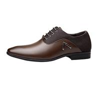 Leather Shoes Men,Oxford Shoes Men Black,Classical Slip On Low Rubber Sole Block Heel Work Comfortable Lightweight Lace-Ups Comfortable for Office Work Wedding