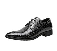 Leather Shoes Men's Black Suit Shoes Crocodile Embossed Business Shoes Pointed Toe Moccasins Elegant Wedding Shoes Stylish and Beautiful Men's Shoes Flat Business Shoes Leisure Evening Shoes, black, 9