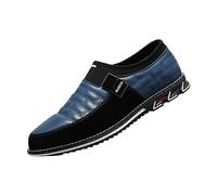 Leather Shoes Men's Business Shoes Flat Non-Slip Breathable Comfortable Suit Shoes Plain Leather Cushioning Oxford Derby Shoes Outdoor Large Sizes Business Casual Shoes 38-50, blue, 8.5 UK