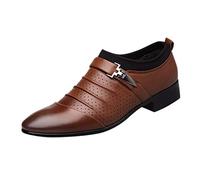 Leather Shoes Men's Business Suit Shoes Men's Comfortable Wedding Shoes Korean Version Business Shoes Breathable Casual Shoes Lace Loafers Slip On Formal Work Shoes, brown, 12.5 UK