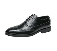 Leather Shoes Men's Business Suit Shoes Oxford Derby Shoes Leisure Shoes Leather Elegant Classic Wedding Shoes with Wing Tip, Summer Lace-Up Shoes Black Brown, black, 12 UK