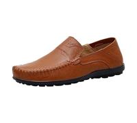 Leather Shoes Men's Casual Shoes with Leather Upper Memory Foam Moccasins Lightweight Airy Loafers Outdoor Shoes with Cushioning Rubber Sole One Foot Stirrup Wear-resistant Casual Shoes, Z1 Brown2, 10