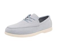 Leather Shoes Men's Flat Suede Low Shoes Soft Business Loafer Memory Foam Boat Shoes Classic Casual Shoes Wide Feet Moccasins Lightweight Driving Shoes Fashionable Men's Shoes, Sky blue2, 8 UK