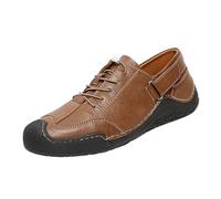 Leather Shoes Men's Handmade Hiking Shoes Flat Sole Trainers Non-Slip Trekking Shoes Plain Low Top Walking Shoes Waterproof Outdoor Shoes Soft Low Shoes Men Lightweight Sports Shoes, khaki, 10 UK