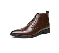 Leather Shoes Men's High Top Ankle Boots Elegant Men's Shoes Suit Shoes Lace-Up Shoes Non-Slip Short Boots Classic Leather Boots Low Heel Business Shoes Men Modern Casual Shoes, brown, 9 UK