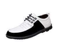 Leather Shoes Men's Moccasin Business Breathable Oxford Wedding Shoes Soft Sole Slip On Comfortable Suit Shoes Outdoor Elegant Leather Casual Shoes with Laces, 37-47 EU, White, 12.5 UK