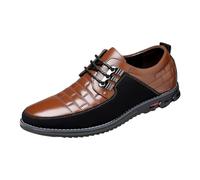 Leather Shoes Men's Moccasin Business Breathable Oxford Wedding Shoes Soft Sole Slip On Comfortable Suit Shoes Outdoor Elegant Leather Casual Shoes with Laces, 37-47 EU, brown, 12.5 UK