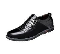 Leather Shoes Men's Moccasin Business Breathable Oxford Wedding Shoes Soft Sole Slip On Comfortable Suit Shoes Outdoor Elegant Leather Casual Shoes with Laces, 37-47 EU, black, 6 UK
