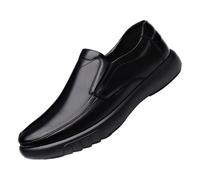 Leather Shoes Men's Retro Business Shoes Men's Comfortable Suit Shoes Slip On Casual Shoes Lightweight Work Shoes with Plate Sole Wedding Shoes Classic Stylish Loafers, black, 11 UK