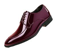Leather Shoes Men's Retro Suit Shoes Men's Comfortable Wedding Shoes Lace Shoes Casual Shoes Elegant Work Shoes Lightweight Non-Slip Chelsea Shoes for Everyday and Formal, red, 11 UK