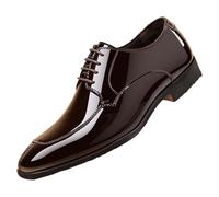 Leather Shoes Men's Retro Suit Shoes Men's Comfortable Wedding Shoes Lace Shoes Casual Shoes Elegant Work Shoes Lightweight Non-Slip Chelsea Shoes for Everyday and Formal, brown, 6 UK