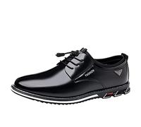 Leather Shoes Men's Suit Shoes Leather Breathable Soft Comfortable Trainers Plain Non-Slip Elegant Formal Business Shoes Outdoor Business Formal Shoes with Laces 39-48, black, 12 UK