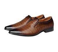 Leather Shoes Men's Suit Shoes Vintage Pointed Toe Soft Formal Patent Shoes Plain Classic Low-Top Large Sizes Business Shoes Business Derby Oxford Wedding Shoes 40-48, brown, 10 UK