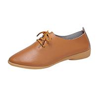 Leather Shoes Women's Black Heel Evening Shoes Women's Elegant Vintage Loafers Japanese Business Shoes Comfortable Low Shoes Lightweight Cute Slip On Boat Shoes Pointed Casual Shoes, brown, 8.5 UK