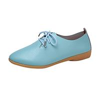 Leather Shoes Women's Black Heel Evening Shoes Women's Elegant Vintage Loafers Japanese Business Shoes Comfortable Low Shoes Lightweight Cute Slip On Boat Shoes Pointed Casual Shoes, lightblue, 5 UK