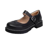 Leather Shoes Women's Black Heel Loafer Shoes Women's Leather Vintage Slip-On Shoes Elegant Mary Jane Shoes Japanese Evening Shoes Comfortable Low Shoes Lightweight Wedding Shoes Cute Slip-On Shoes