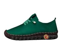 Leather Shoes Women's Elegant Work Shoes Women's Lightweight Sporty Non-Slip Single Shoes Comfortable Flat Soft Sole Casual Women's Shoes Lace-Up Shoes Leather Waterproof Casual Shoes, Black Green, 12