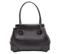 Leather Shoulder bag For Women Zip Opening Medium Tote Handbag Susan (Black)