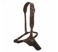 Leather Shoulder Pistol Holster Chest Rig with Detachable Rifle Sling | Handgun Pouch, Snap Closure, Ammo Holder Loops, Adjustable Strap with Chicago Screws, Vintage Styling, for Hunting & Outdoor