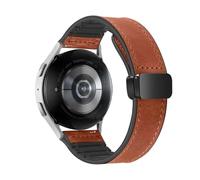 Leather silicone folding watch strap for Xiaomi Mi Band 9 Pro for Samsung for Huawei watch5 gt54, brown, 18mm