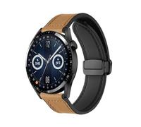Leather silicone folding watch strap for Xiaomi Mi Band 9 Pro for Samsung for Huawei watch5 gt54,Light Brown, 18mm
