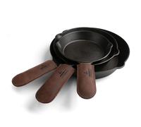 Leather Skillet Handle Cover for Cast Iron Skillets, Heat Resistant Pan Handle Covers (Bourbon Brown)