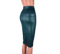Leather Skirt, Pencil Skirts Back Split Women Sexy Skirt Black High Waist PU Leather Vintage Long Pencil Skirts(SplitDenim Blue,M)