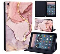Leather slim lightweight Stand Cover Case Fit A m azon F i r e HD 10 Tablet 5th / 7th / 6th Generation - 2019, 2017, 2015 Release Tablet with Auto Wake/Sleep (peach color)