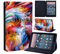 Leather slim lightweight Stand Cover Case Fit A m azon F i r e HD 10 Tablet 5th / 7th / 6th Generation - 2019, 2017, 2015 Release Tablet with Auto Wake/Sleep (abstract color 7)