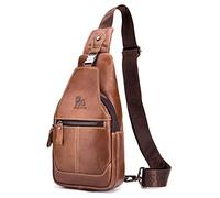 Leather Sling Bag Crossbody Backpack for Men Women Outdoor Travel Camping Hiking Shoulder Chest Day Pack Casual Daypack, brown