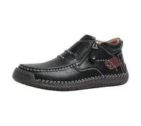 Leather Slip-On Loafers Mens Breathable Non-Slip Outdoor Hiking Trekking Trainers Lightweight Handmade Mens Brown Leather Slip On Shoes Comfort Classic Flat Loafers for Casual Driving Business