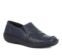 Leather Slip On Shoes - Navy Size 8