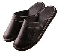 Leather Slippers For Men Indoor Outdoor，Pantoufles Mules En Cuir Pour Homme，Couple's Home Indoor Breathable Non-slip Slippers (Color : Black, Size : EUR39-40)