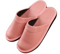 Leather Slippers For Men Indoor Outdoor，Pantoufles Mules En Cuir Pour Homme，Couple's Home Indoor Breathable Non-slip Slippers (Color : Pink, Size : EUR35-36)