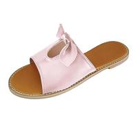 Leather Slippers for Women Memory Foam Womens Holiday Sandals Slingback Casual Slippers Flat Shoes Crystal Sandals Size 6.5 Pink